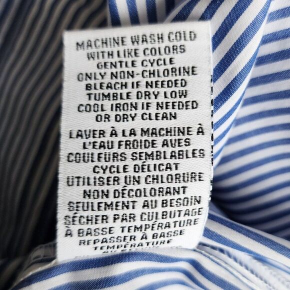 Magaschoni Women's Long Sleeve Striped Oversized Shirt | Cotton Blue White | NEW - Picture 12 of 12